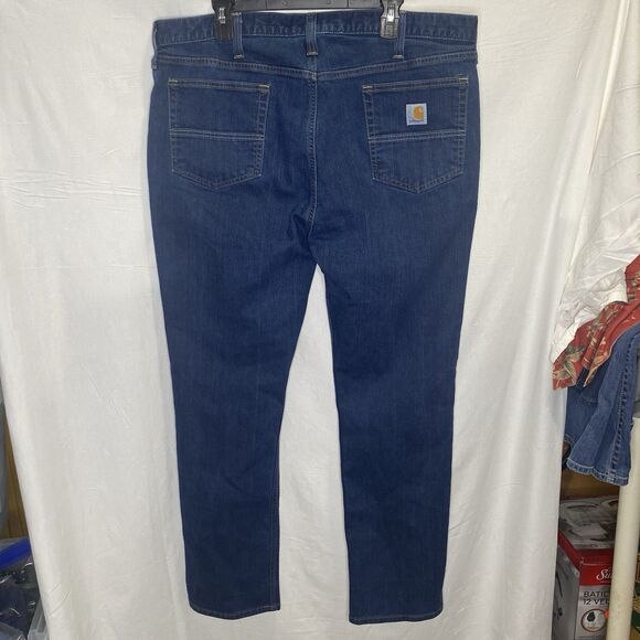 CARHARTT Jeans Rugged Flex Workwear Straight Fit Denim Mens 40x32 Dark Wash Blue - Picture 2 of 11
